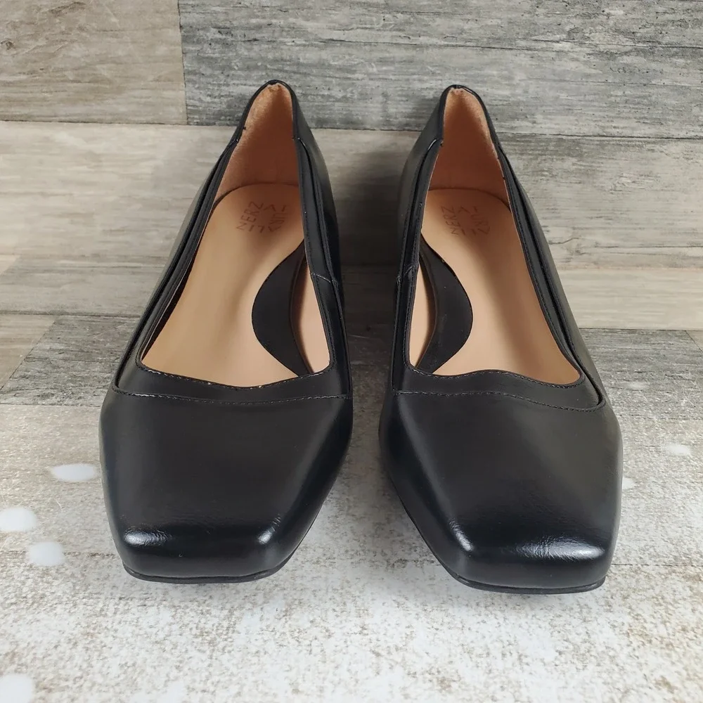 Naturalizer‎ Huntley Womens Pump Sz 10 W Black Faux Leather Slip On Block Heel